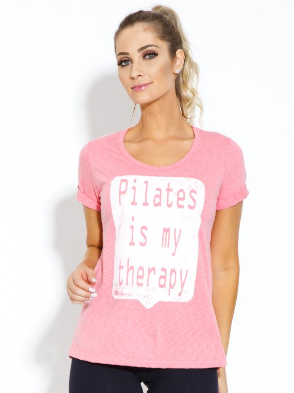 T-SHIRT MALHA FLAMÊ PILATES IS MY THERAPY