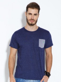 T-shirt malha botonê com bolso malha jeans  BASIC_007B